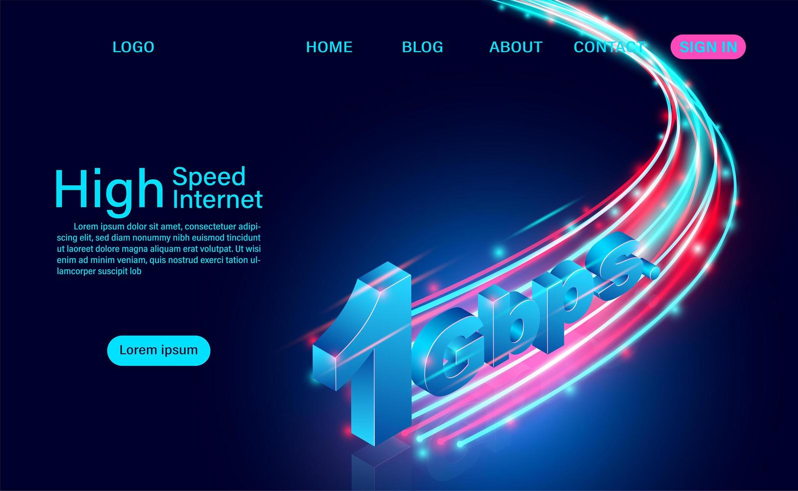 High Speed 1Gbps Internet Concept vector
