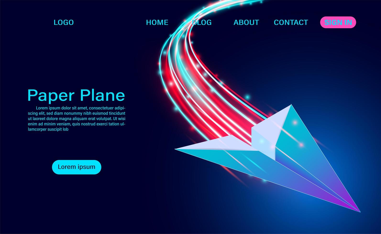 Paper Plane on Blue Background vector