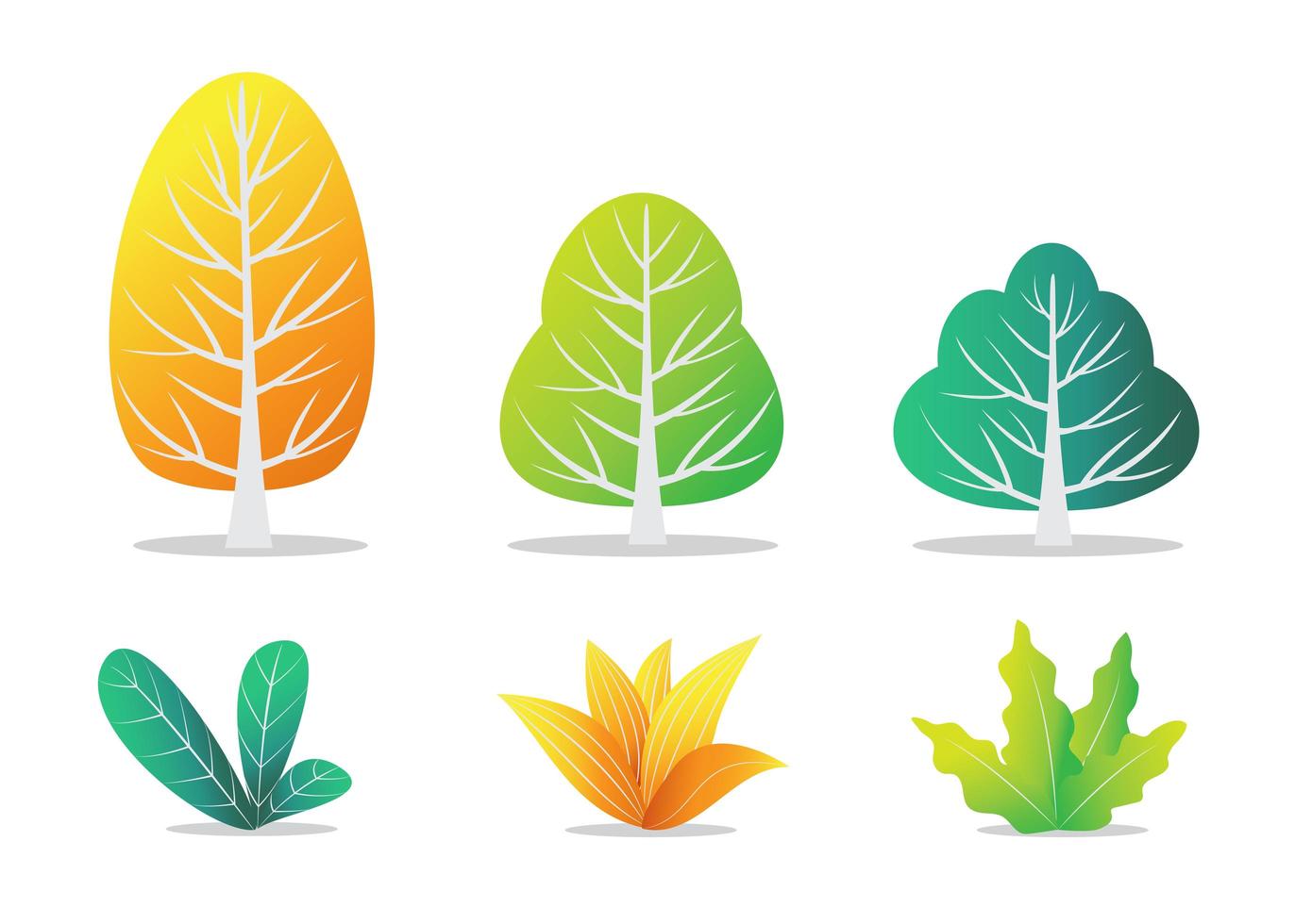 Autumn Trees and Bushes vector