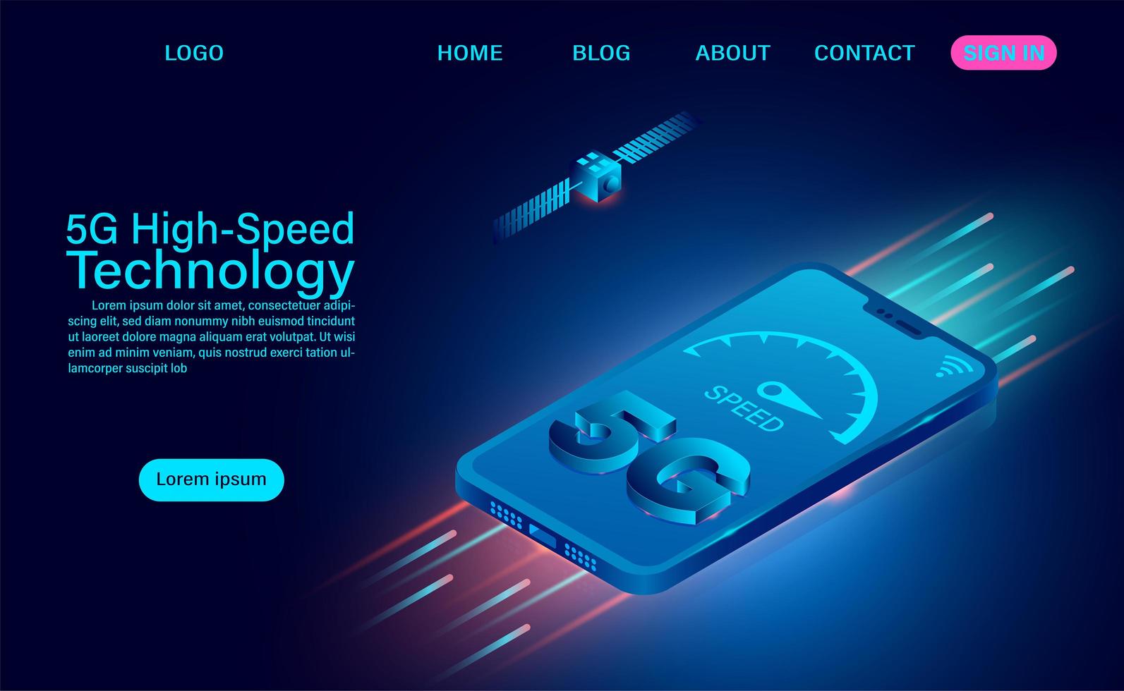 5G High-Speed Technology Speedometer on Phone vector