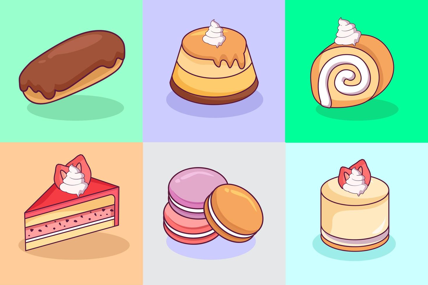 colección de dulces kawaii vector