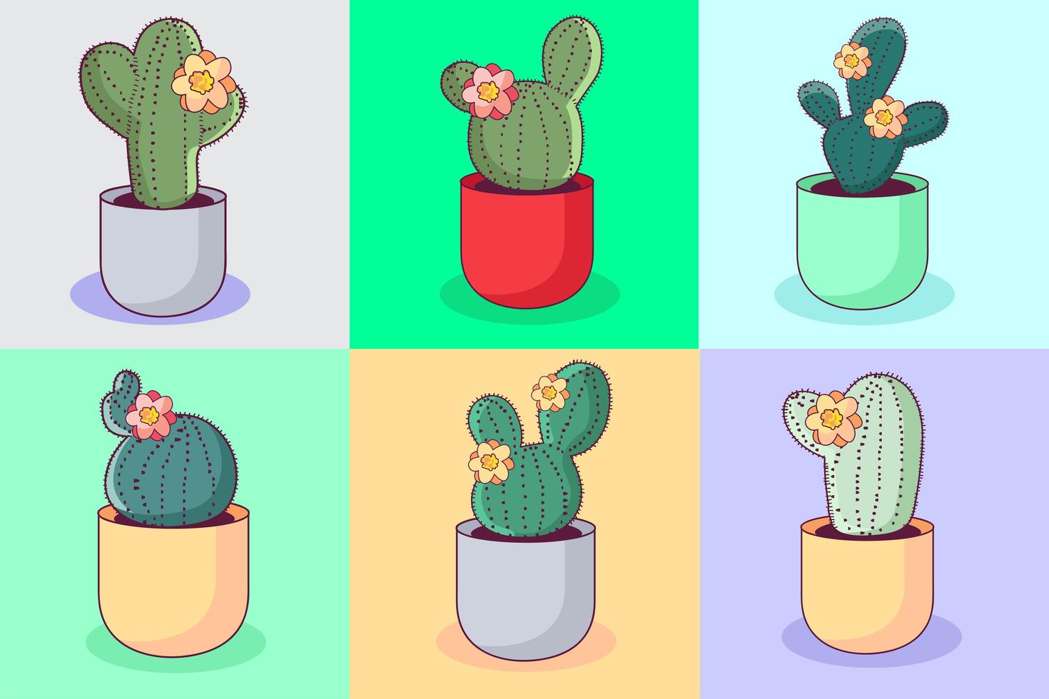 Colorful Cactus Set vector