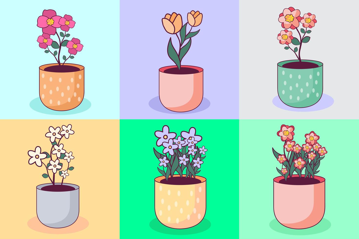 Cute Flower Pot Collection vector