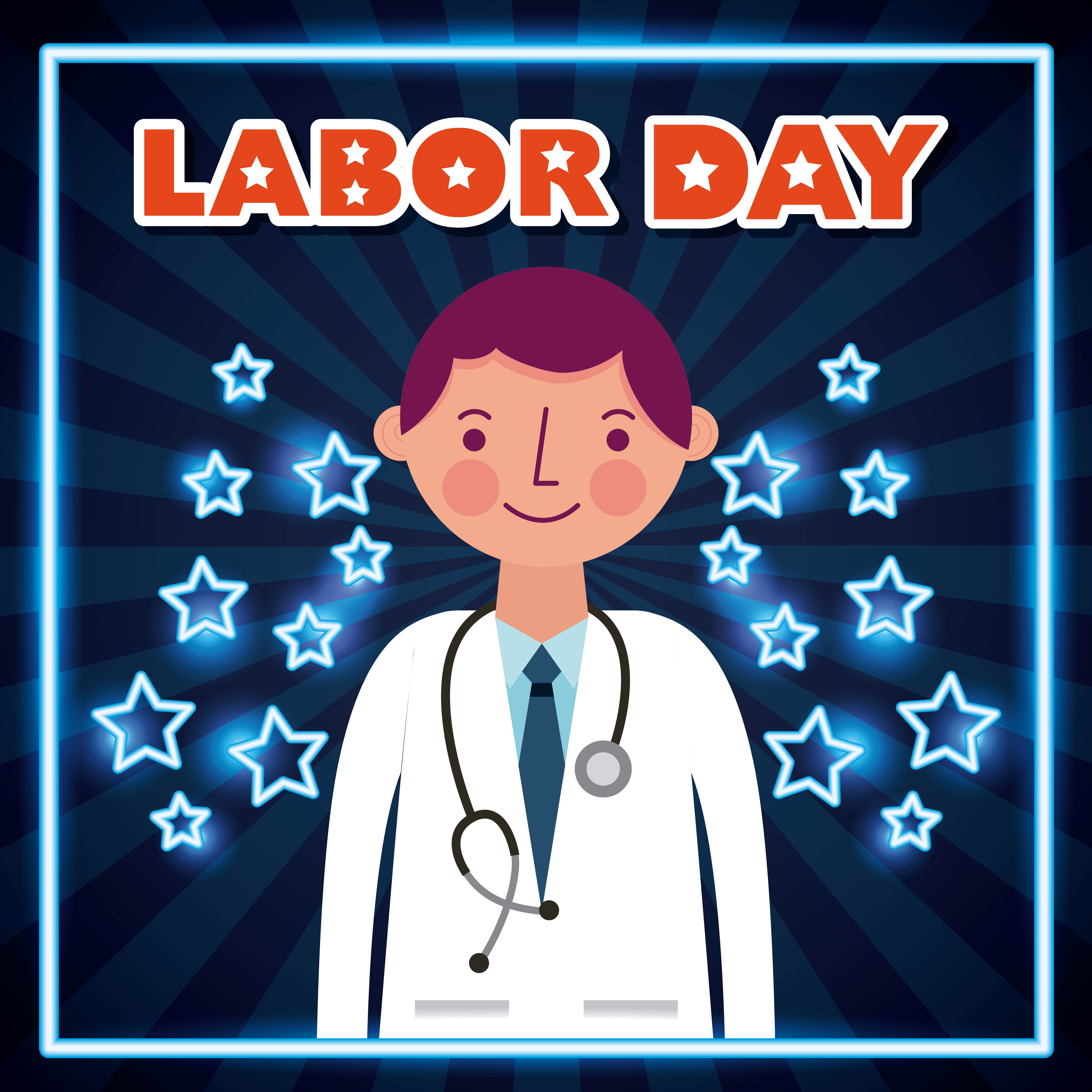 Labor Day Poster with Doctor 830979 Vector Art at Vecteezy