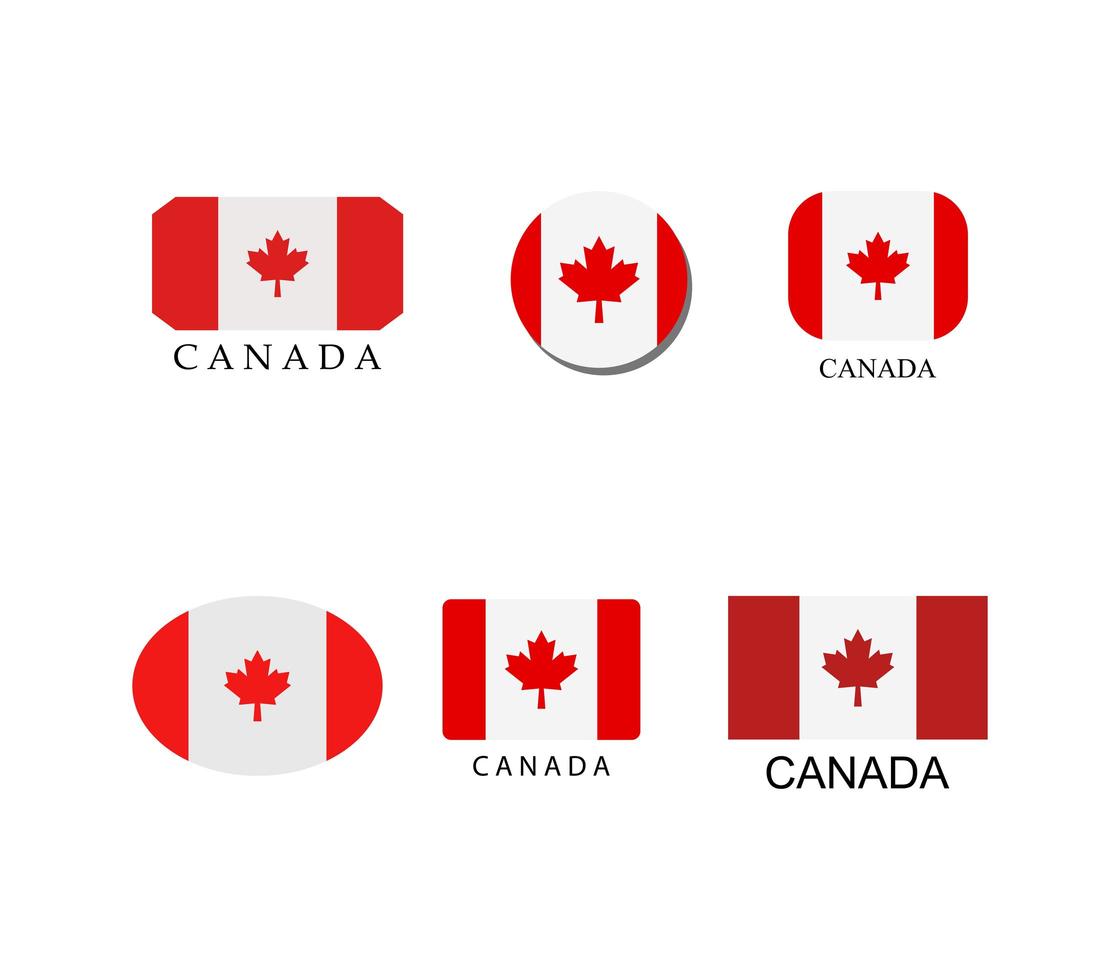 conjunto de iconos de bandera canadiense vector