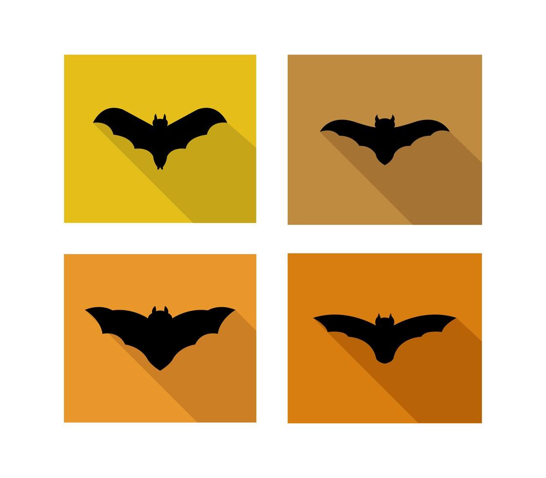 conjunto de iconos de murciélago cuadrado vector
