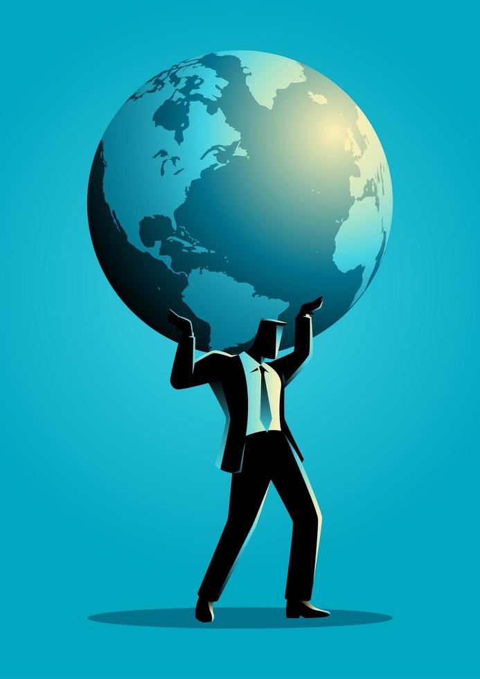 Businessman Silhouette Burdened By Globe vector