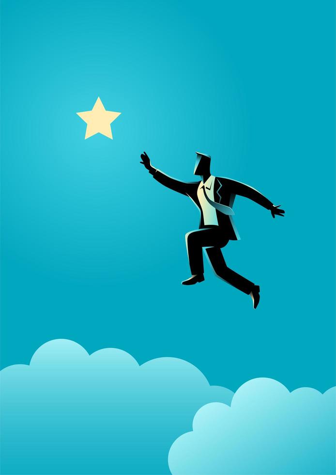 Businessman Silhouette Reaching for Star vector