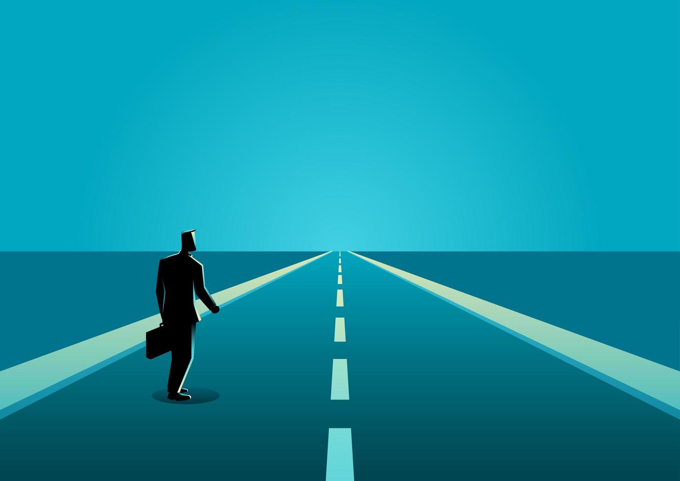 Businessman Silhouette Long Road vector