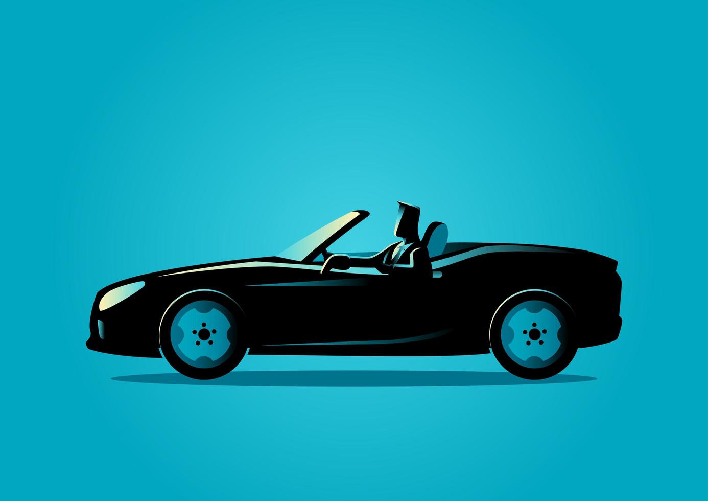 Businessman Silhouette in Convertible Car vector