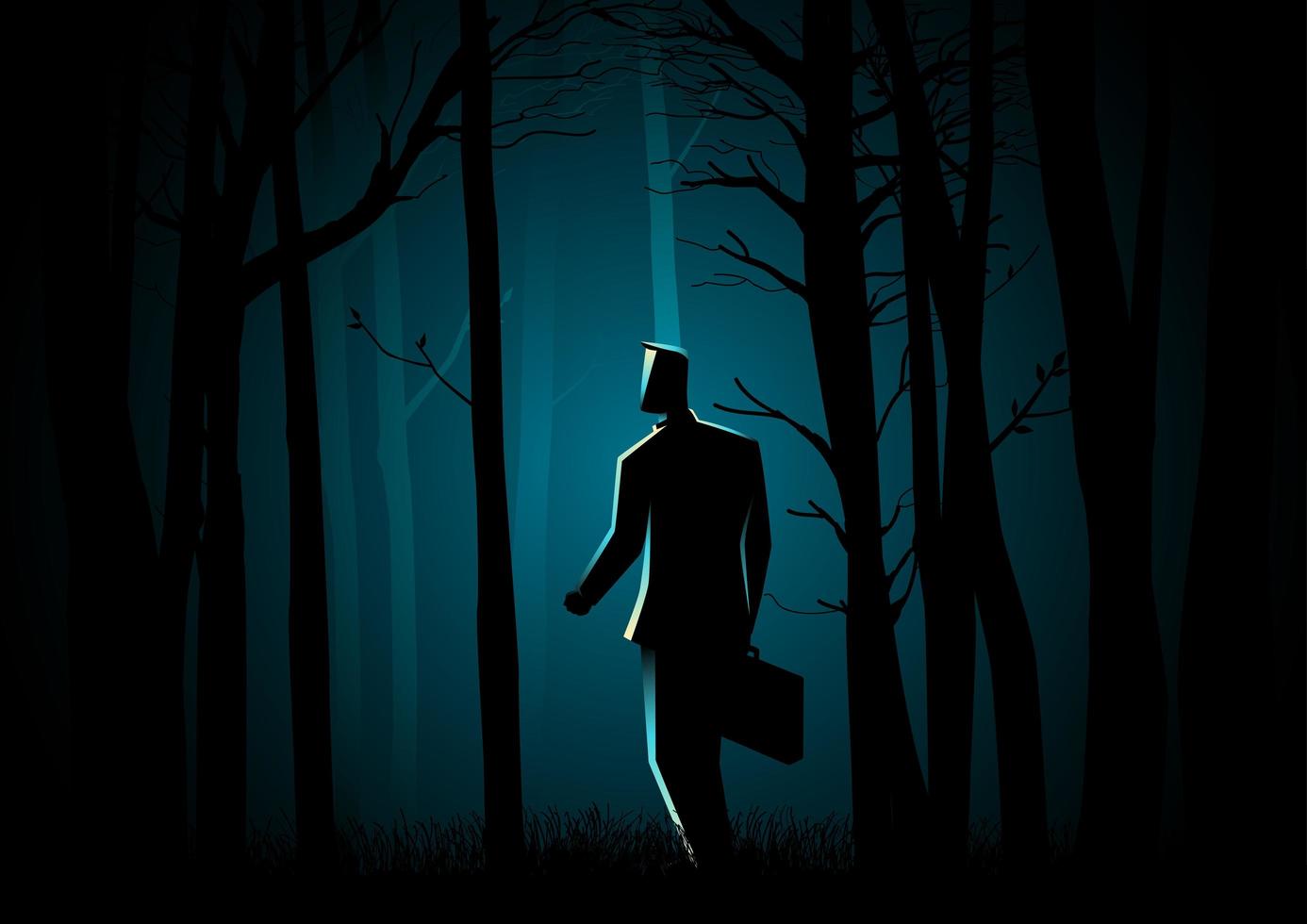 Businessman Silhouette Lost In The Woods vector