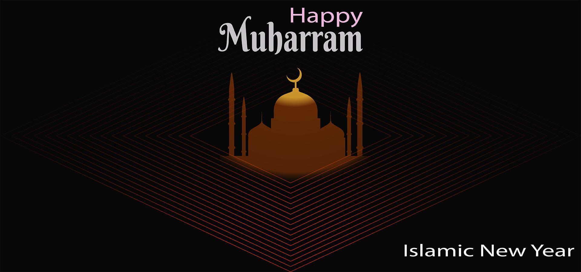 Islamic new year banner with mosque in diamond vector