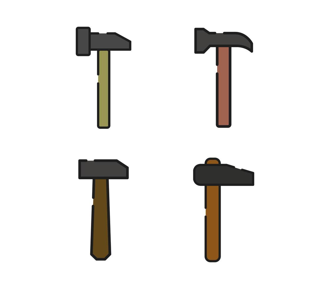 Hammer set on white background vector