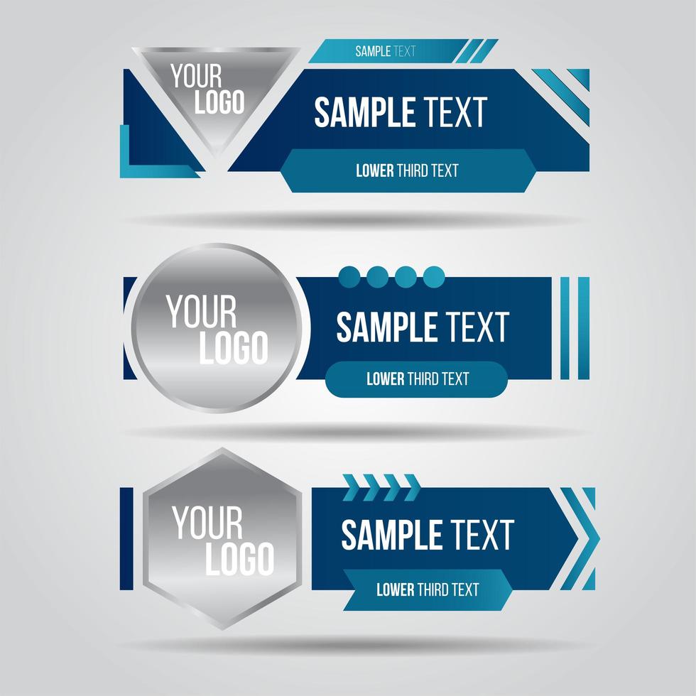 Lower Third Blue Template with Different Shapes vector