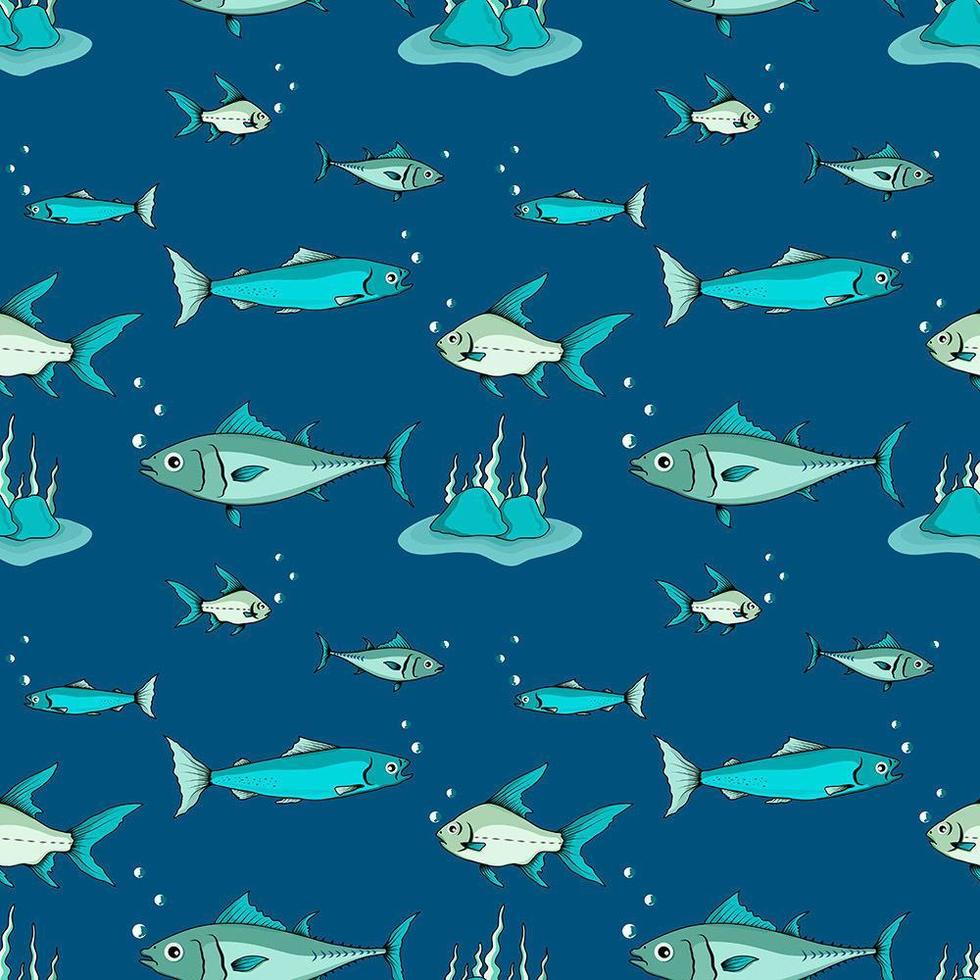 Seamless pattern of fish in ocean vector