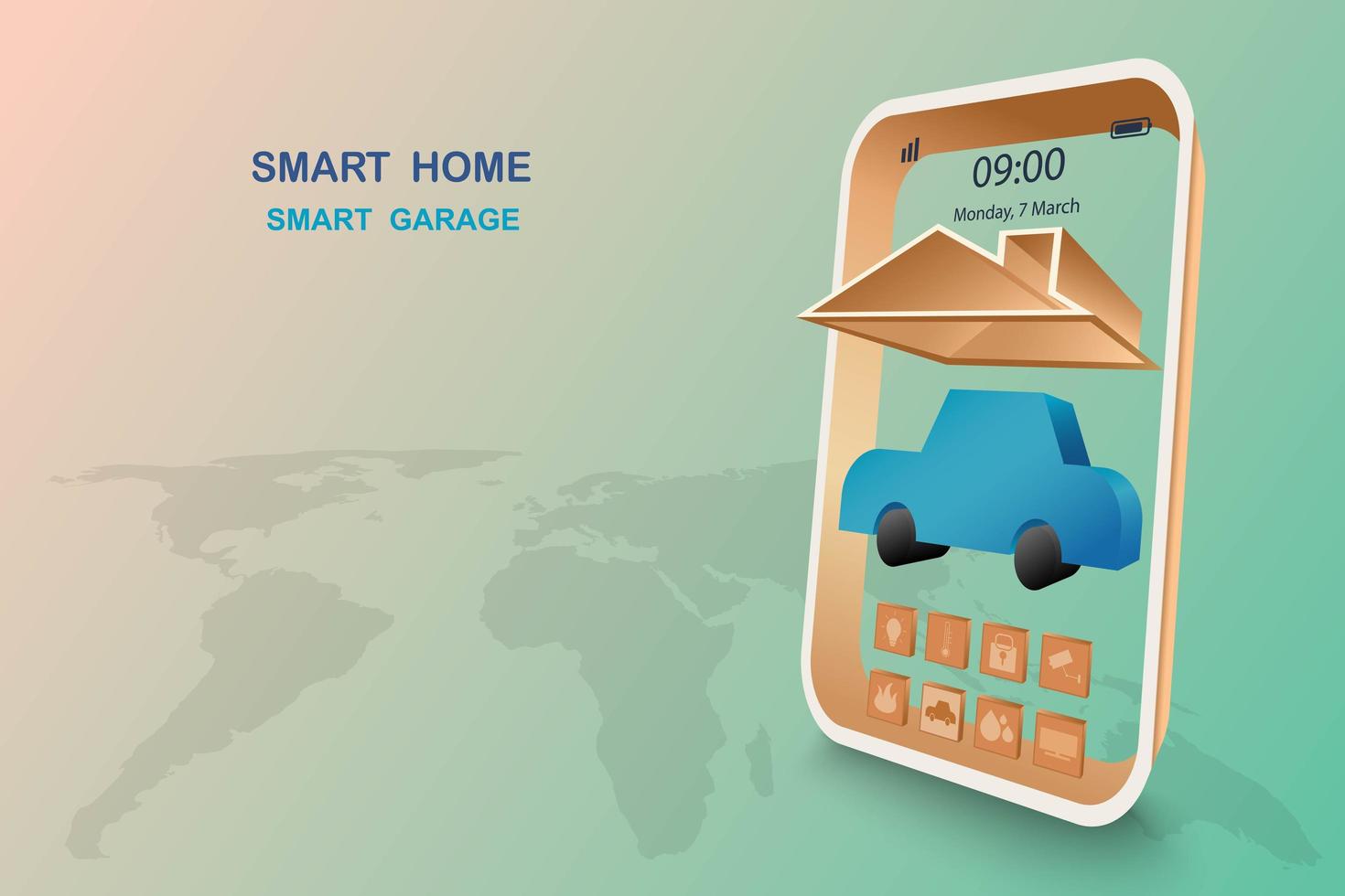 Smart home with garage control vector