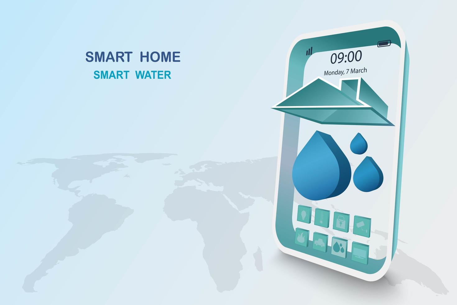 Smart home with water control vector