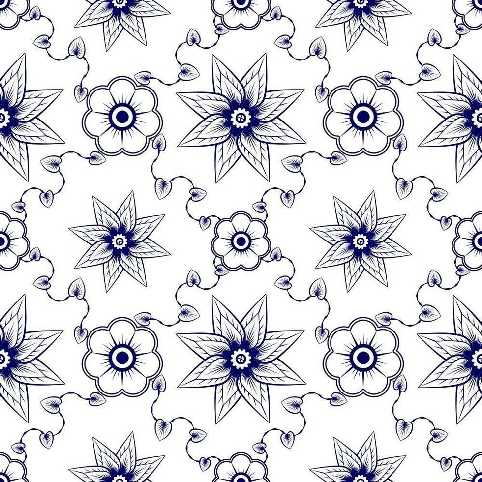 Blue floral seamless pattern vector