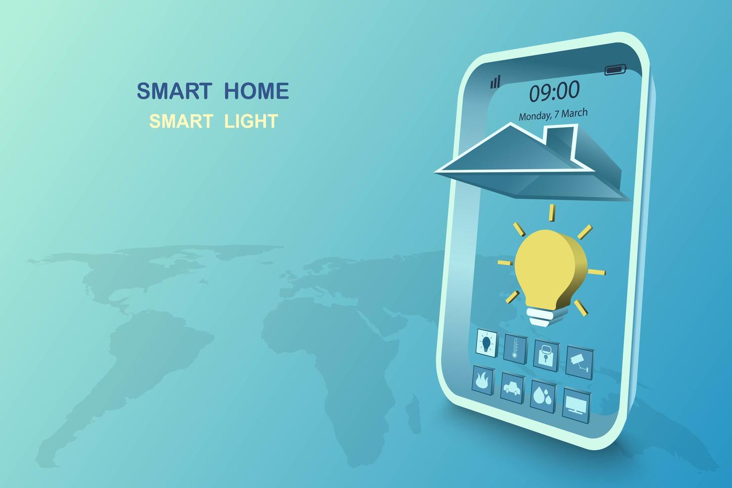 Smart home with light control vector