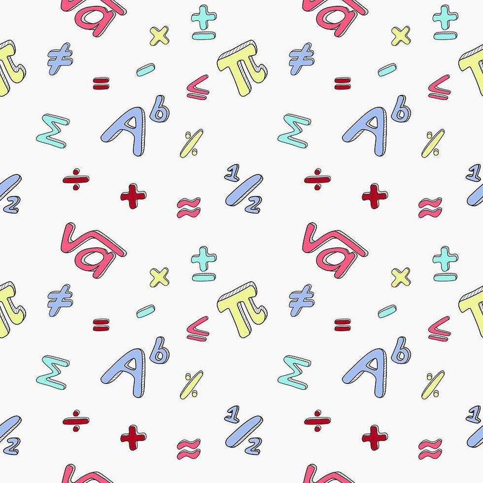 Seamless Pattern of Mathematical symbols. vector