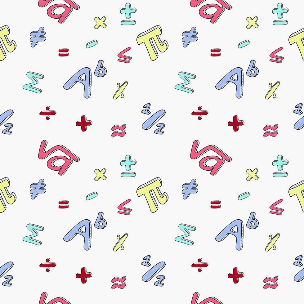 Seamless Pattern of Mathematical symbols. vector