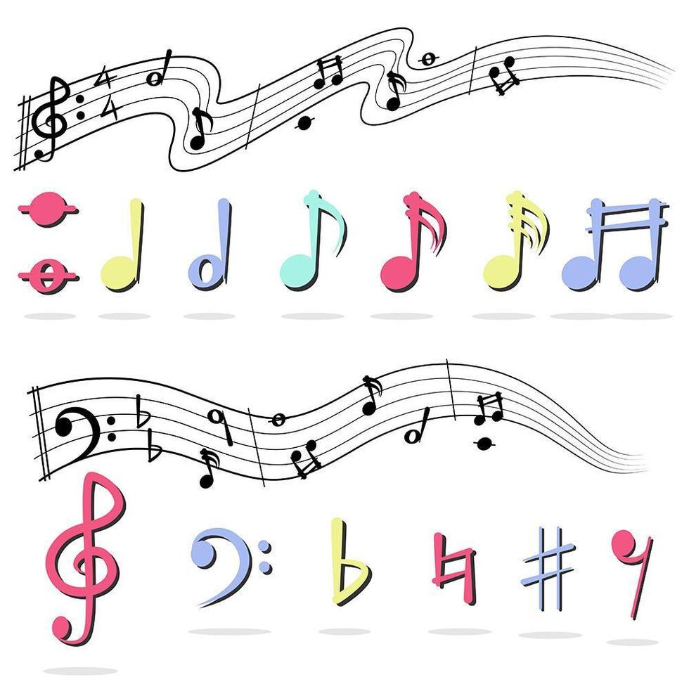 Music note set on white vector