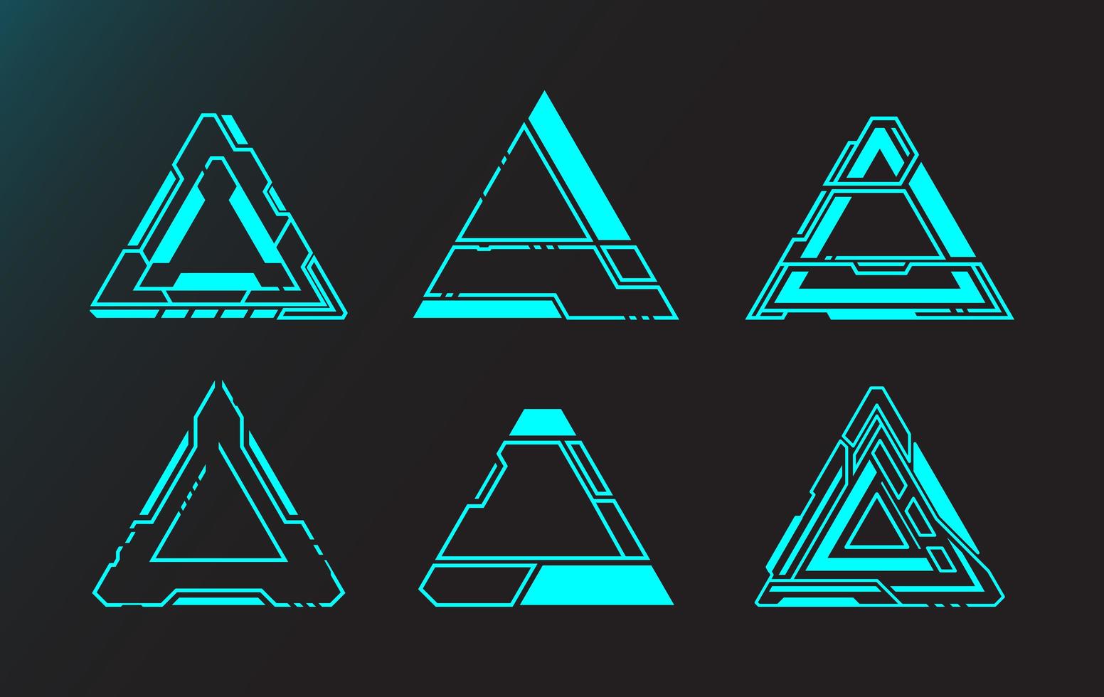 Elementos detallados de la interfaz futurista del triángulo vector