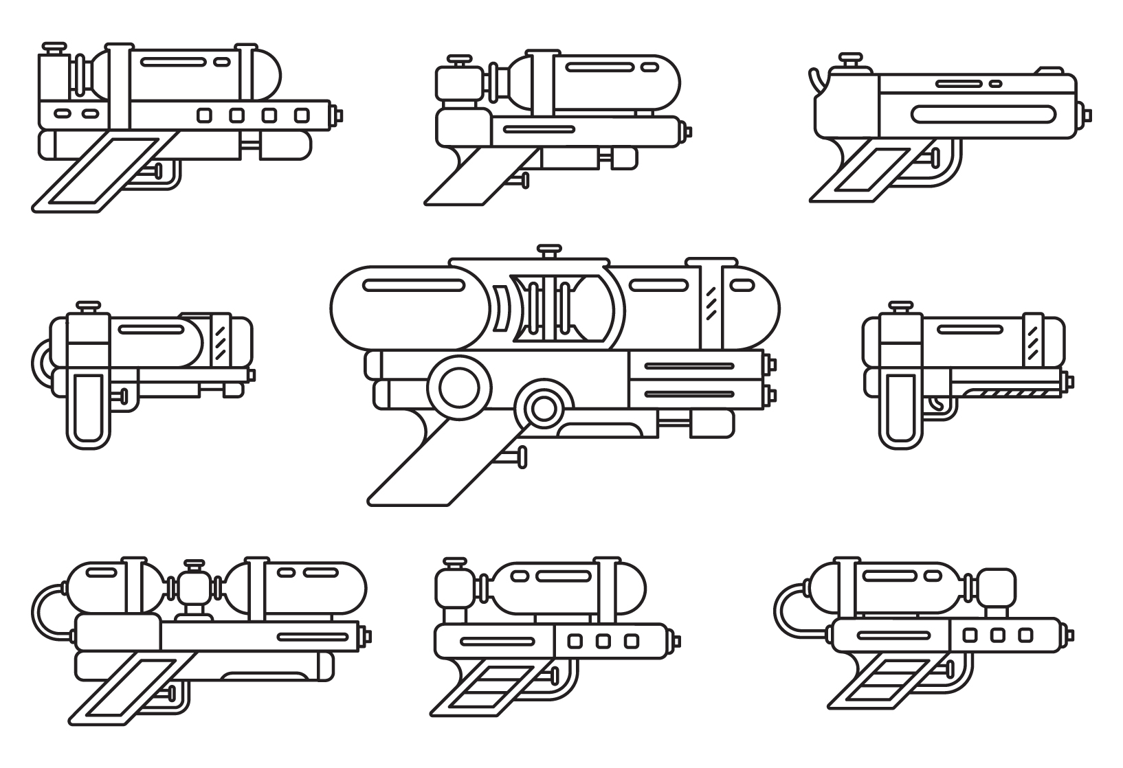 Water Gun Outline Set 831239 Vector Art at Vecteezy