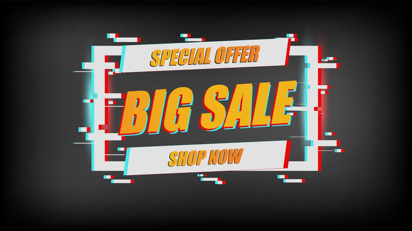 Big Sale Modern Glitch Banner vector