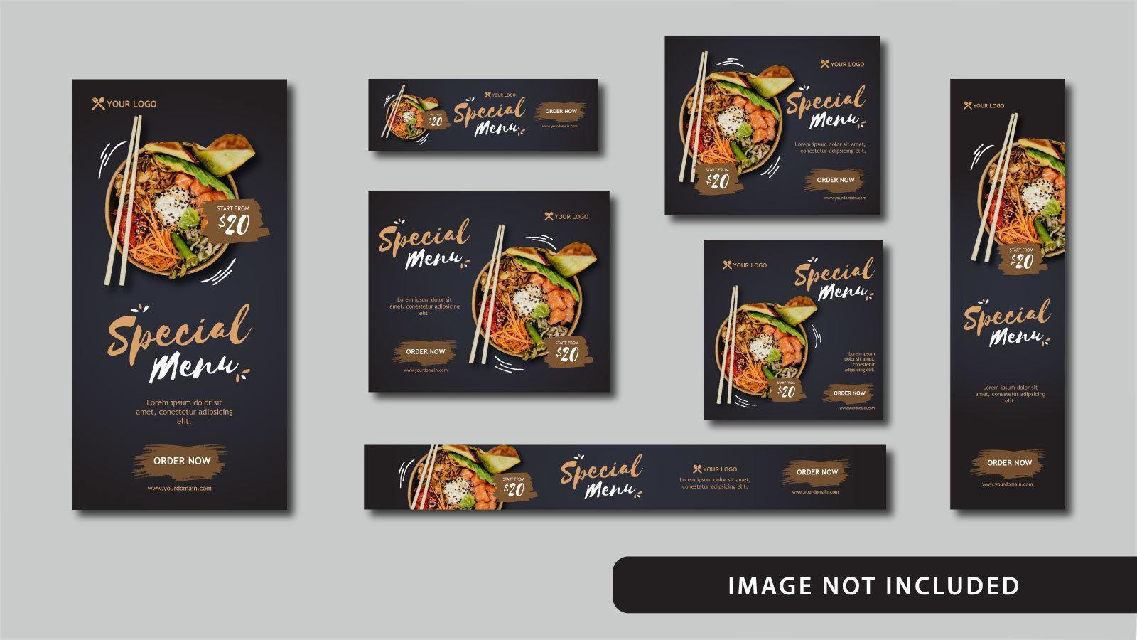 Food Social Media Web Banner Set vector