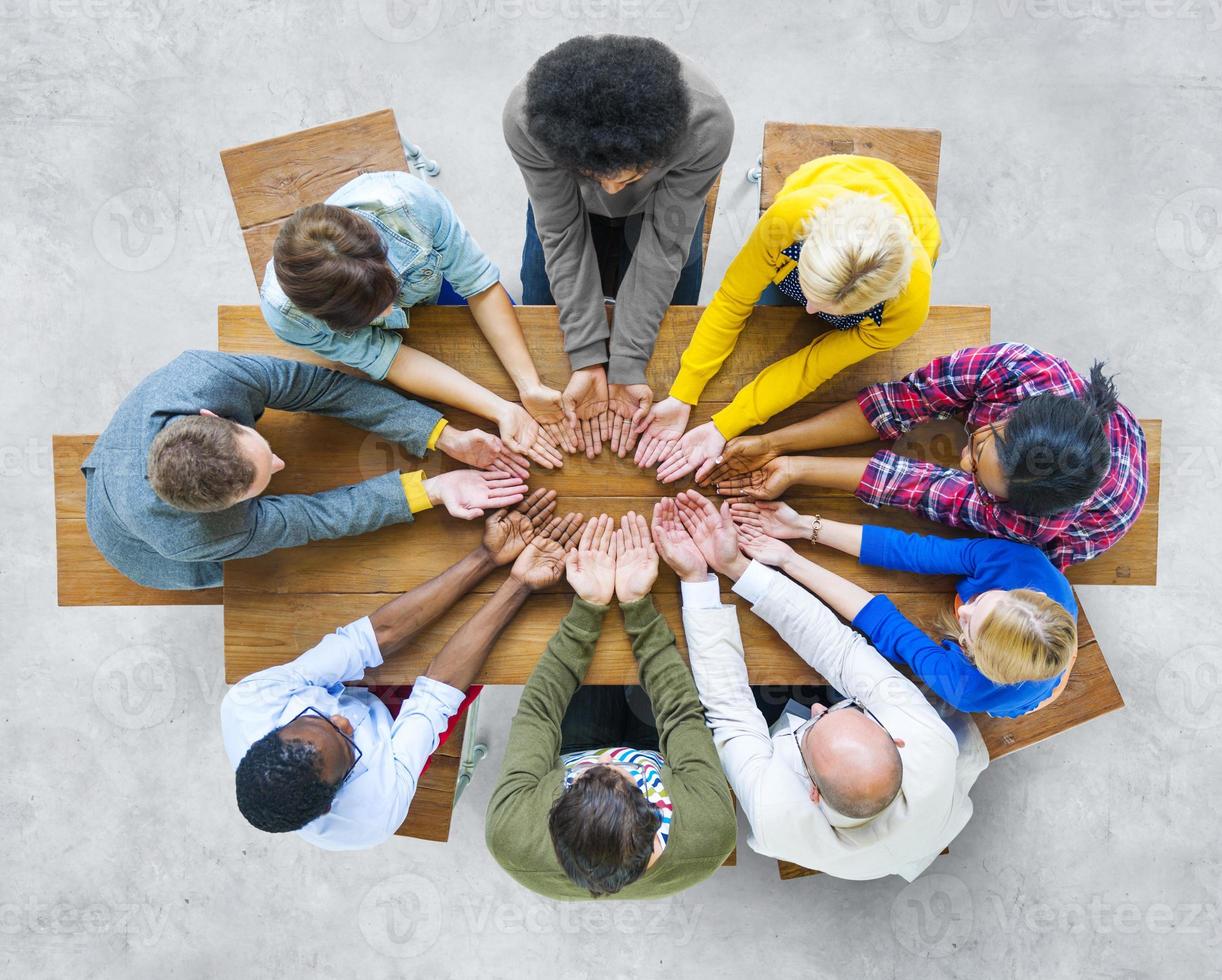Group of Diverse People Hand Cupped photo