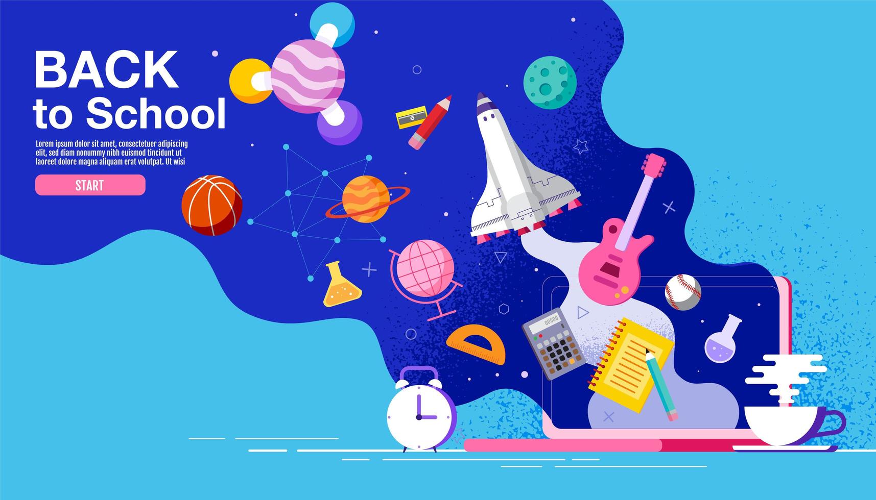 Horizontal Back to School Space Themed Poster vector