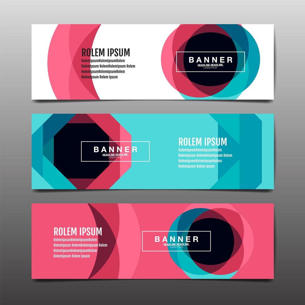 Modern geometric blue and pink banners vector