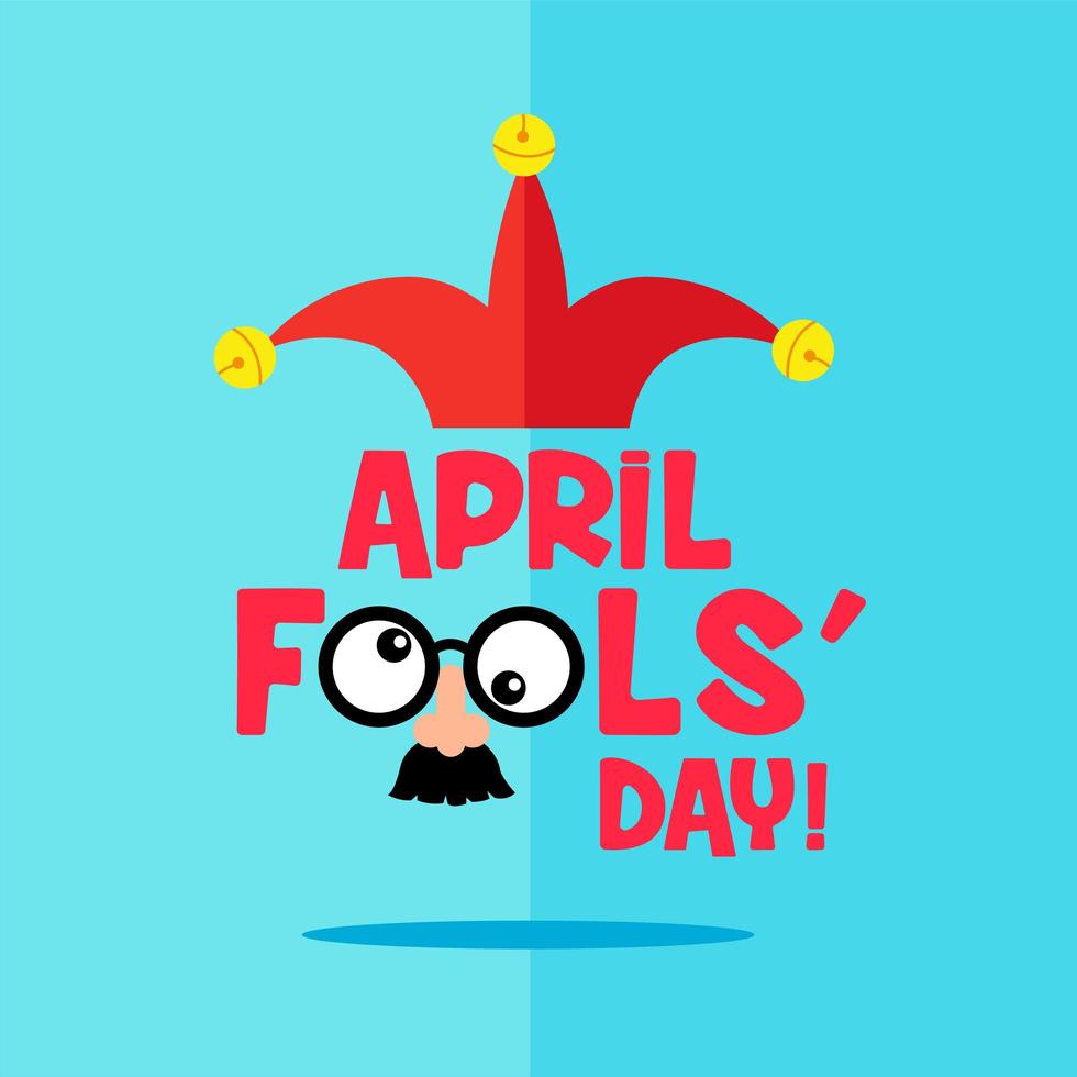 Flat Style April Fool's Day Card with Mask vector