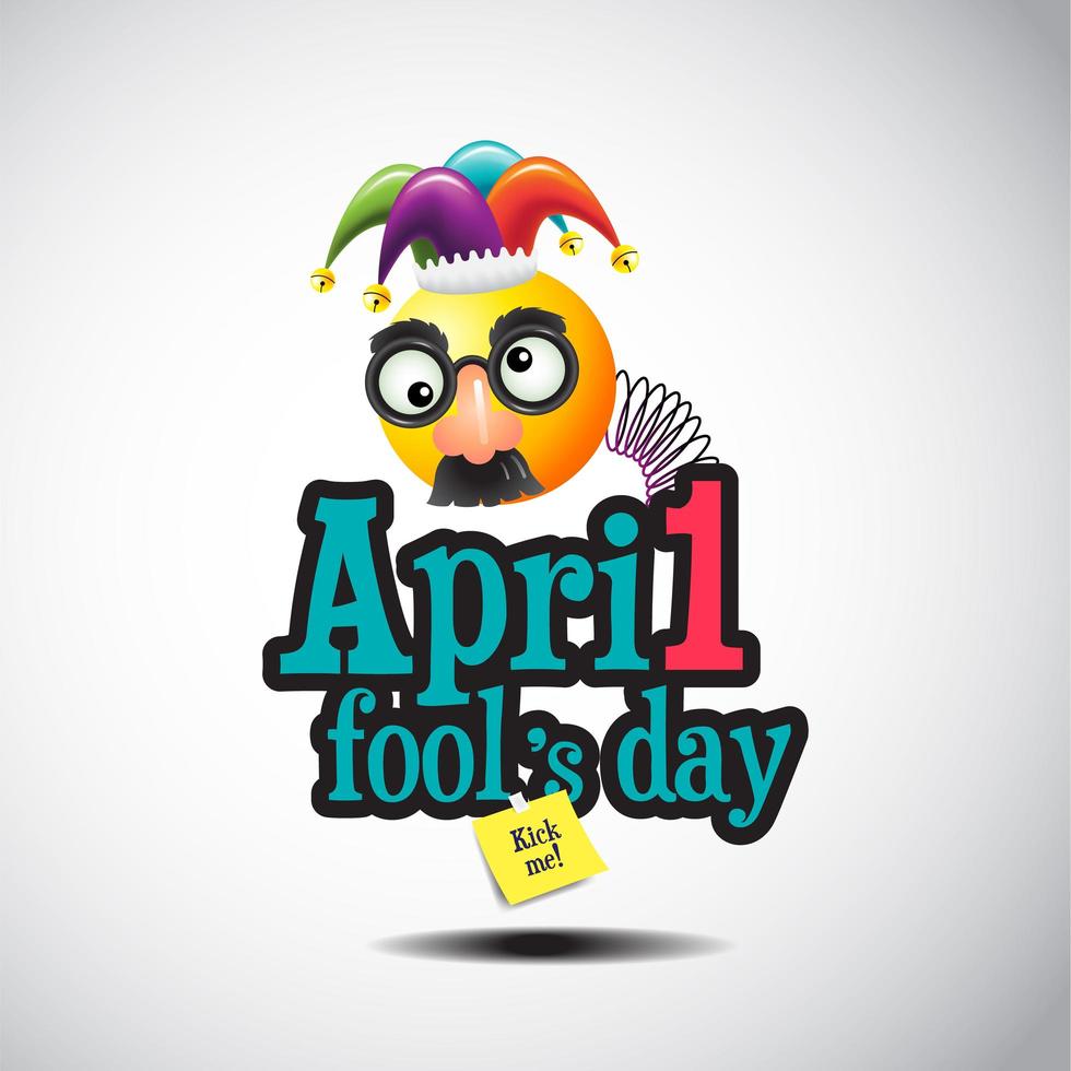 April Fool's Day Sign with Funny Face Mask vector