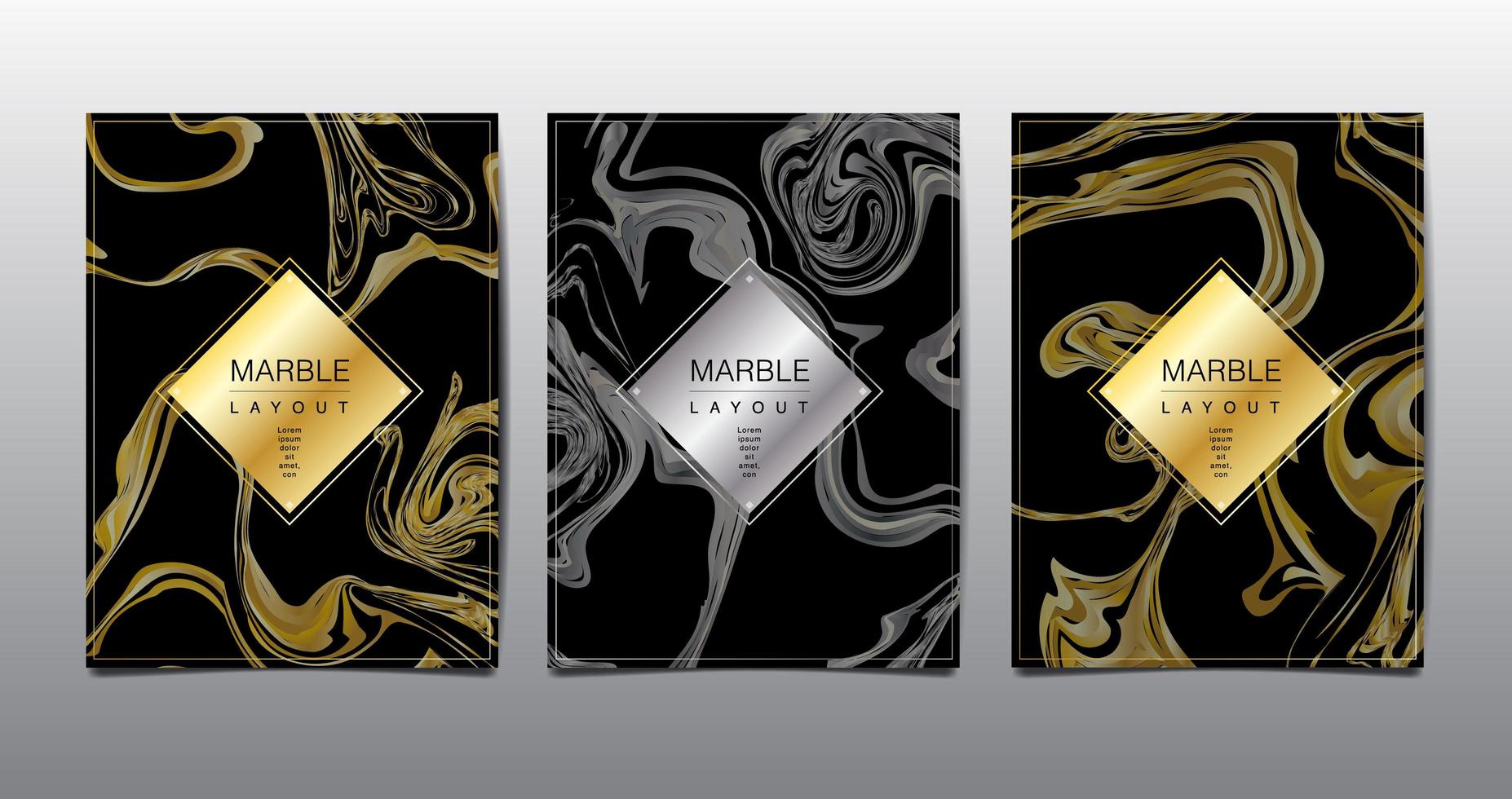 Gold and Gray Marble Template Cover Set vector