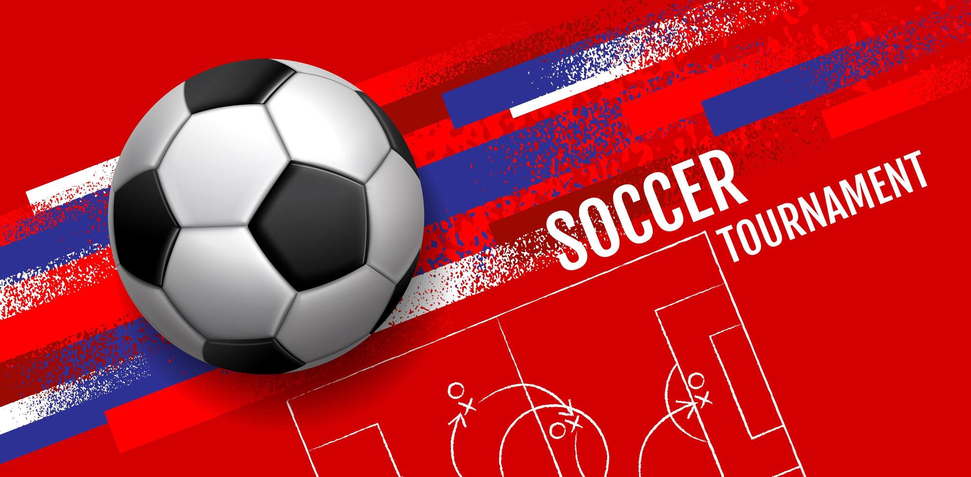Red Grunge Stripe Banner with Soccer or Football vector