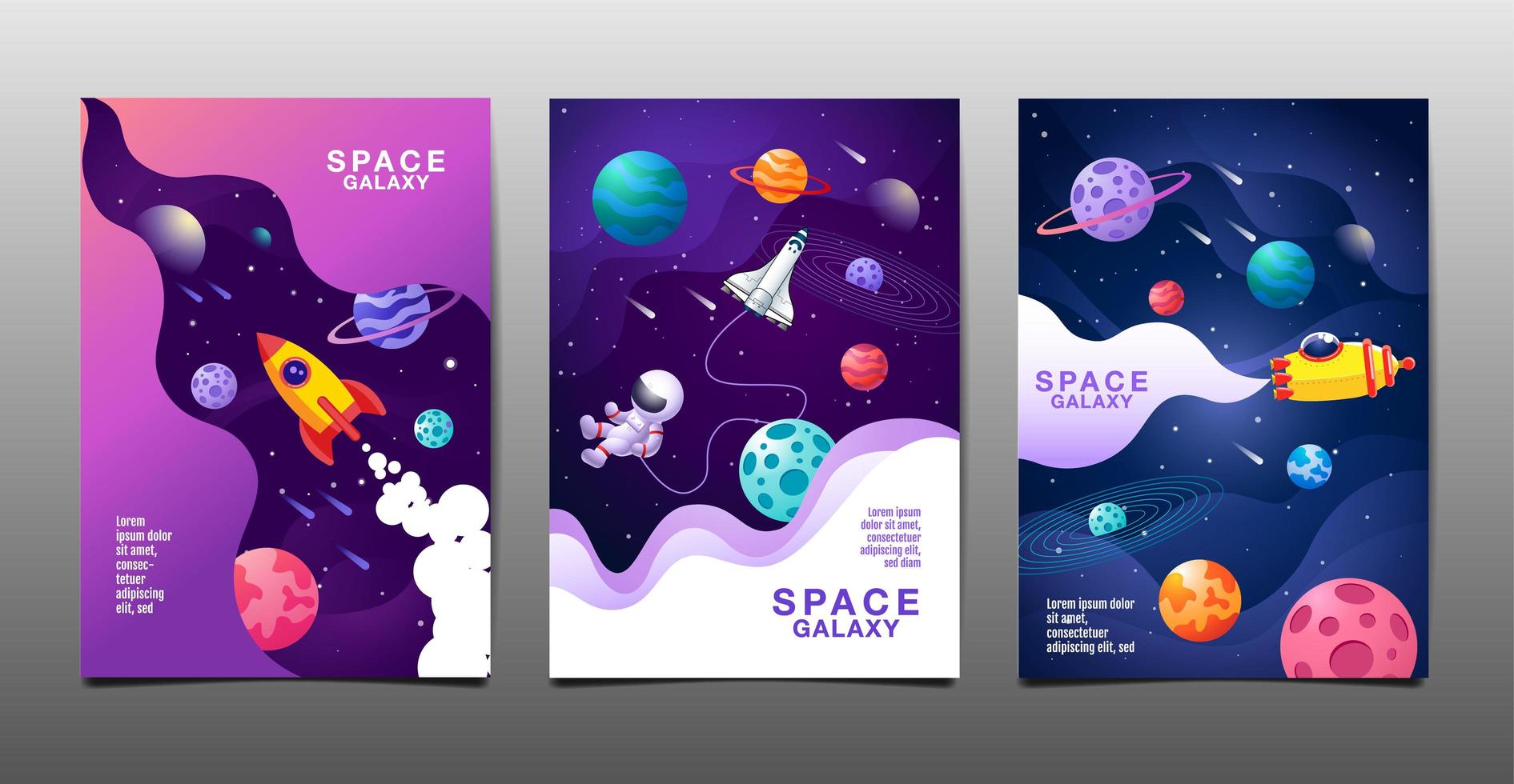 conjunto de plantillas de banner temáticas de espacio vector