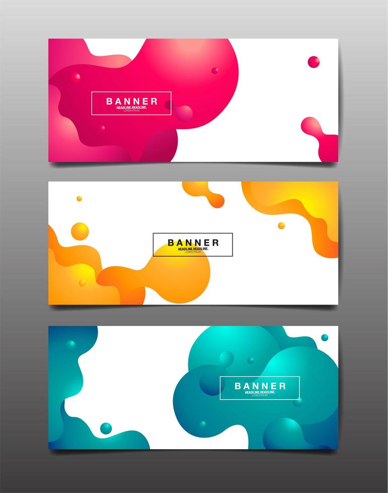 conjunto de banners de diseño líquido abstracto horizontal vector