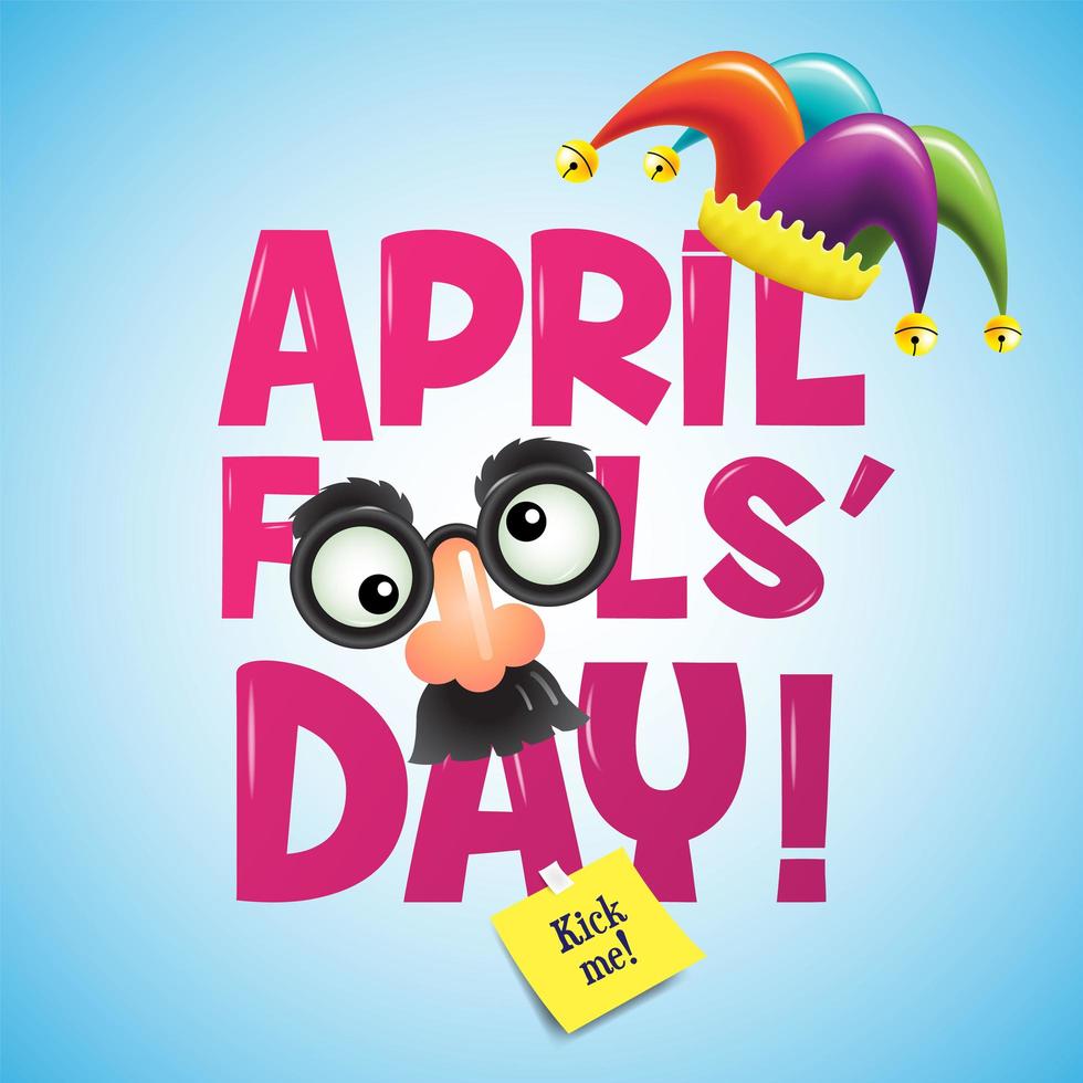 April Fool's Day Sign with Mask and Jester Hat 833390 Vector Art at