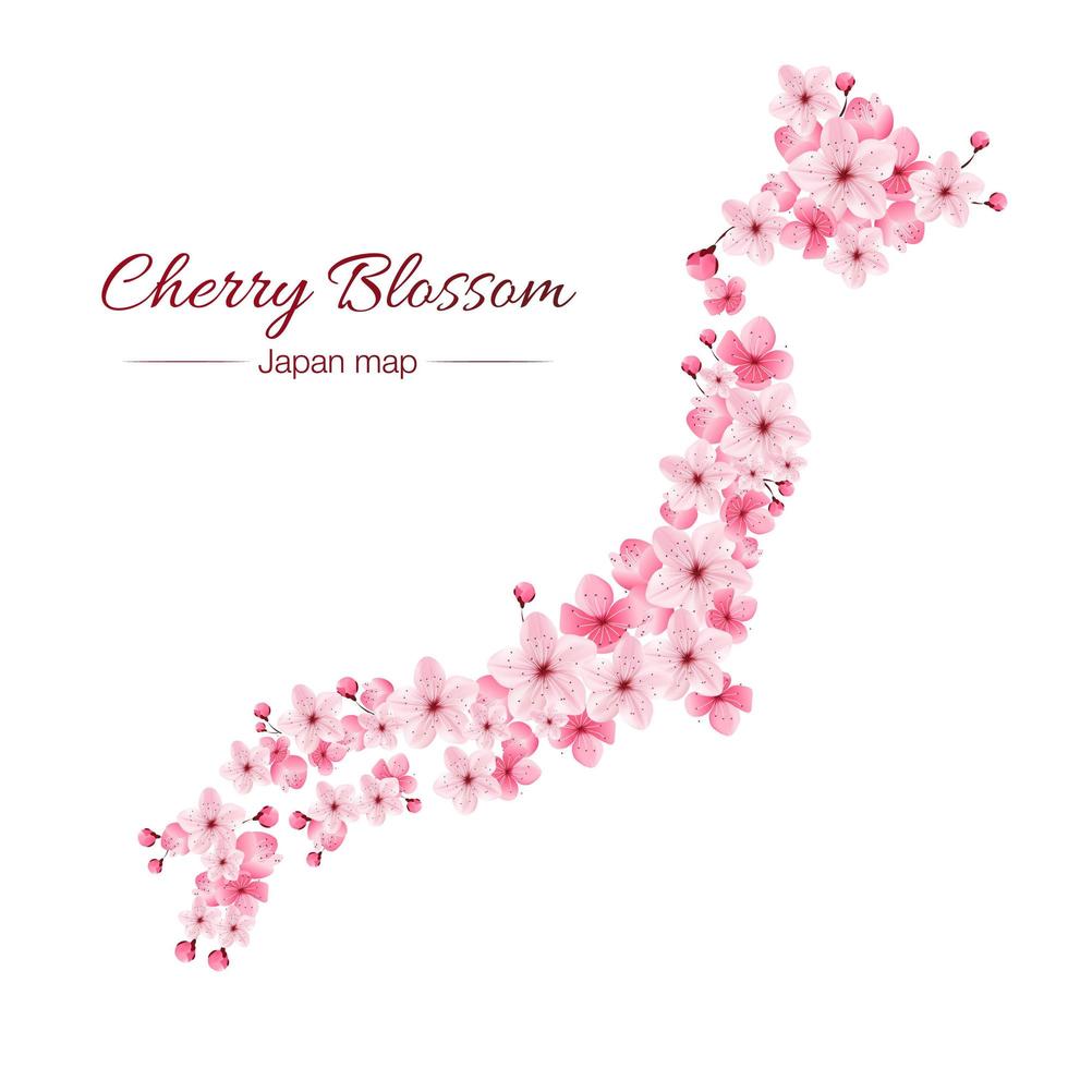 Cherry Blossoms in the Shape of Japan vector