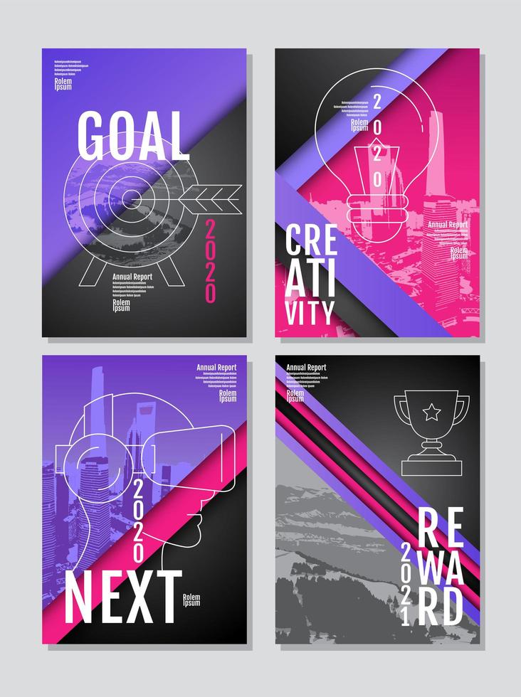 Vertical goals poster set vector