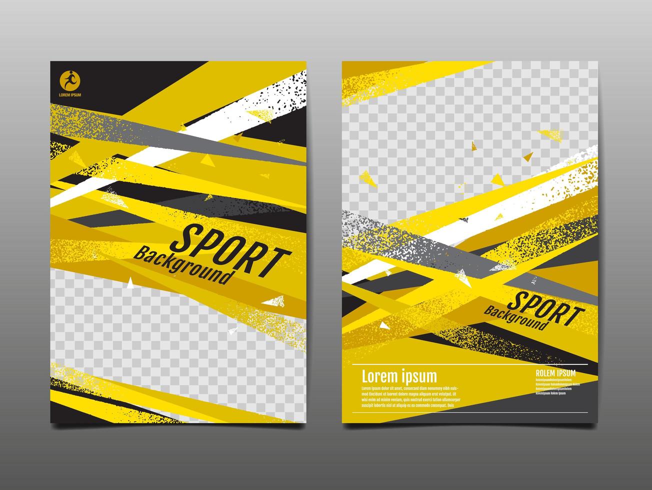 conjunto de plantillas deportivas amarillo y negro brillante vector