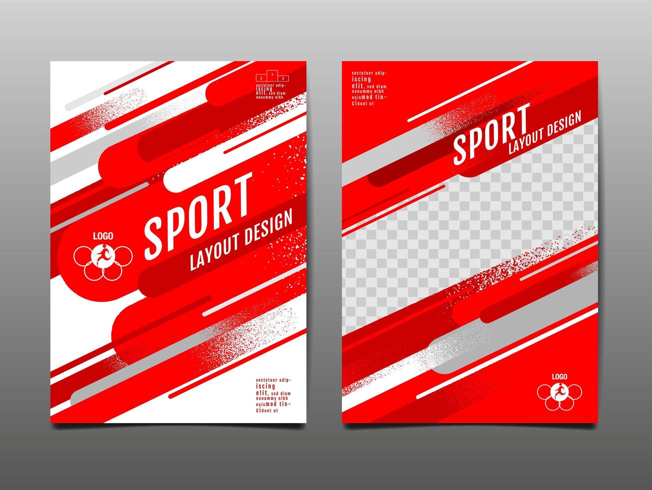 Red Geometric Sports Template Set vector