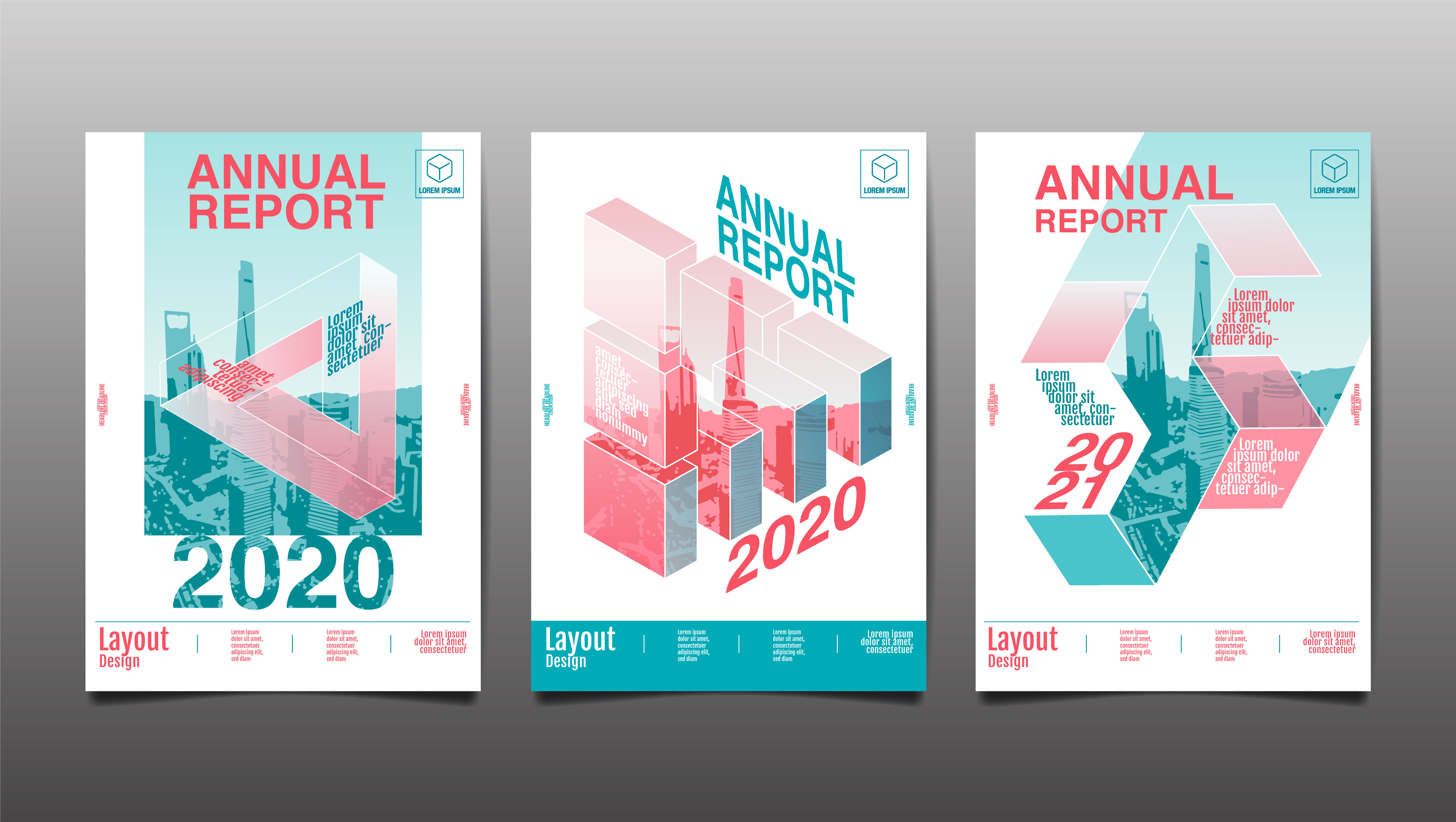 Geometric annual report cover set 833409 Vector Art at Vecteezy