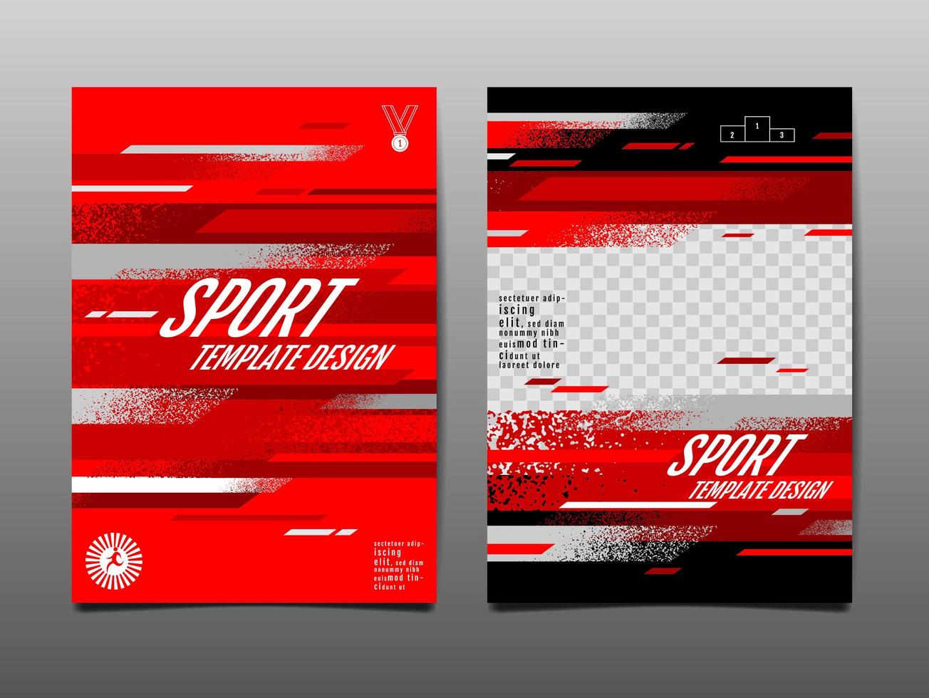 Red and Black Grunge Sports Template Set vector