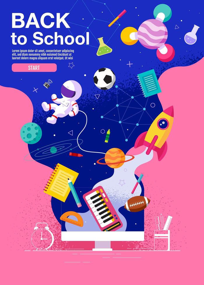 Vertical Back to School Space Themed Poster vector