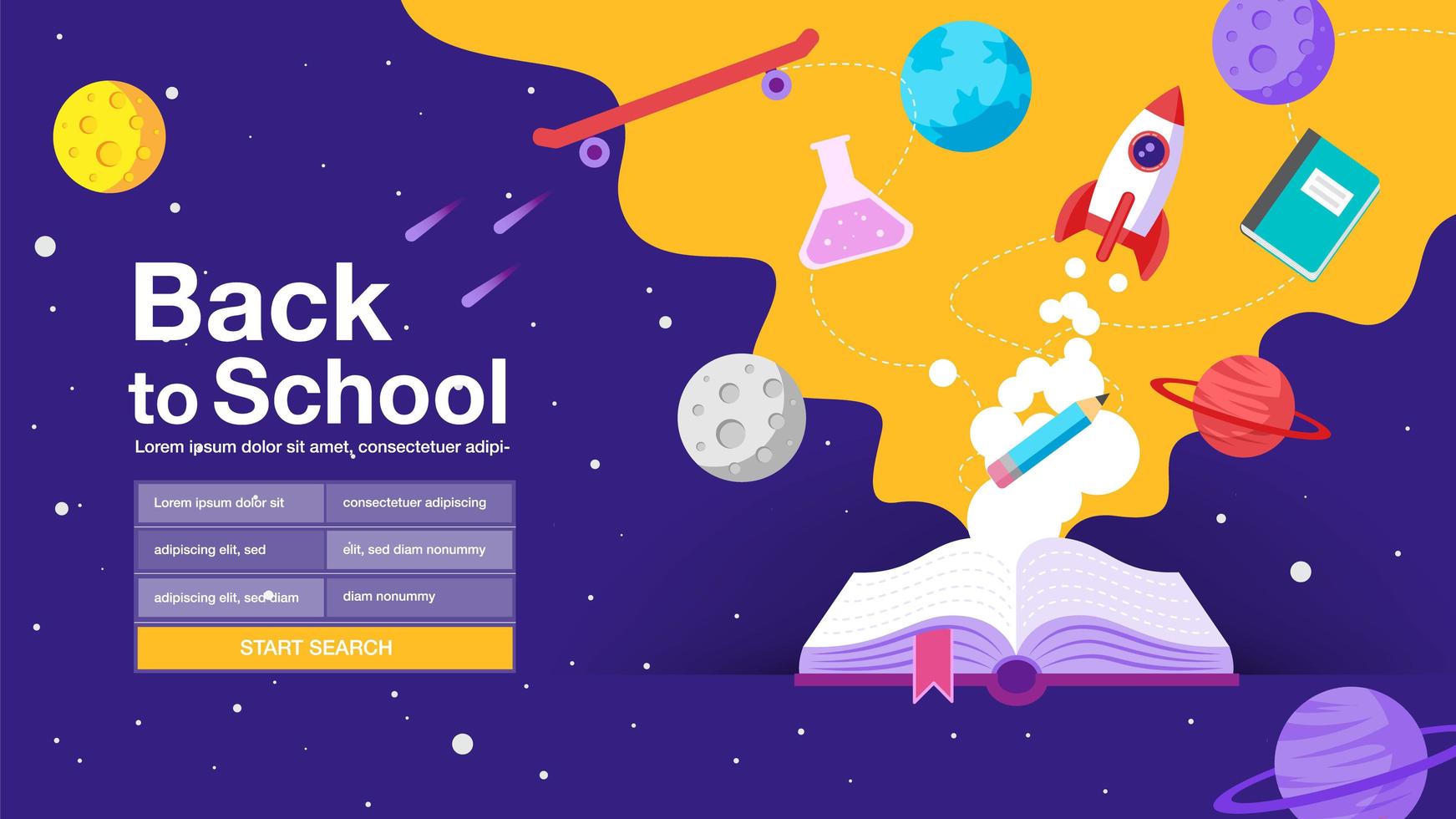 Purple Search Page with Space Theme vector