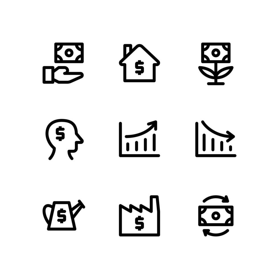 Investment Icons with Home, Factory snd More vector