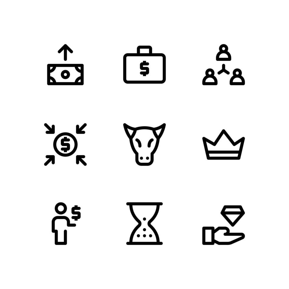 Investment Icons with Briefcase, Diamond and More vector